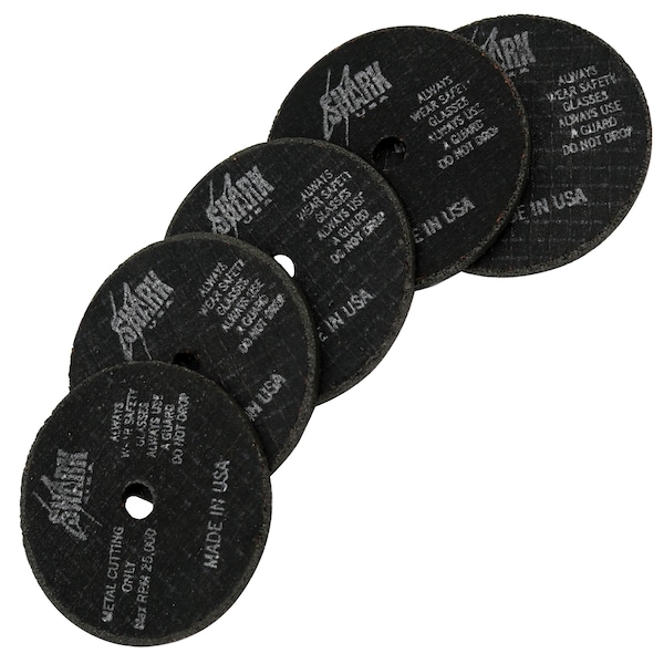 Shark Industries Cut-off Wheels, Type 1, 3 in Dia, 3/16 in Thick, 3/8 in Arbor Hole Size, Aluminum Oxide, 46 Grit 12659 - main